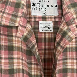 Frank & Eileen Pink and Gray Plaid Shirt, Size L